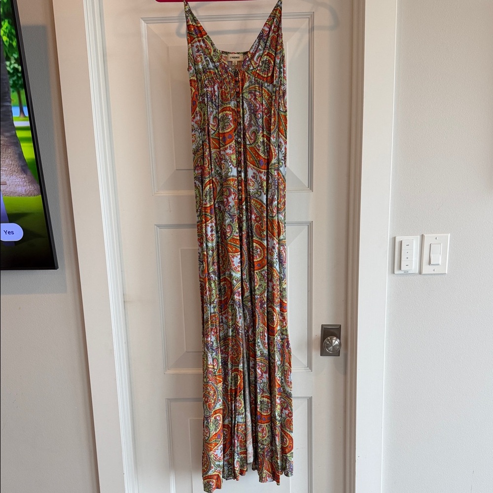 L'AGENCE Orange Paisley Maxi Dress